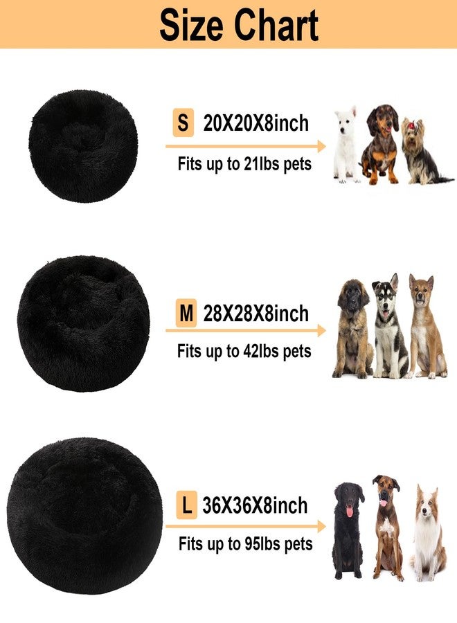 Kimpets Dog Beds - Calming Round Donut Washable Cuddle Anxiety Cat Bed, Anti-Slip Faux Fur - Medium & Large Dogs (20'' Black) - Image 2